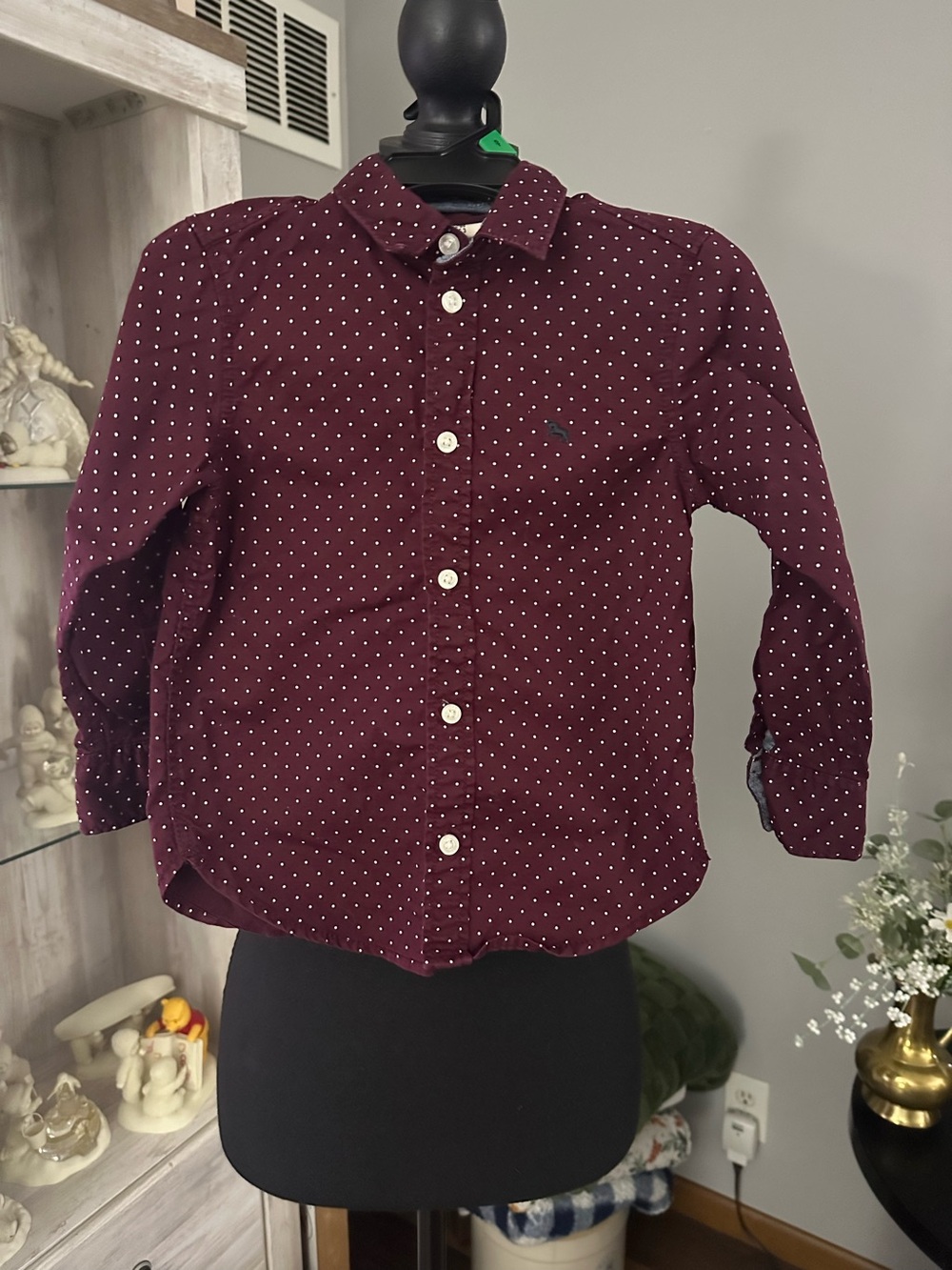 Label of Graded Goods Boys Burgundy Dot Button-Down Shirt